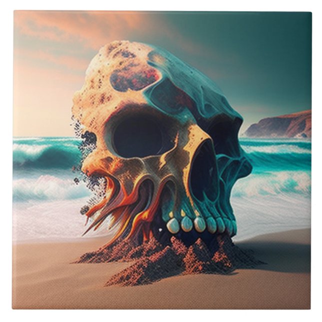 Skull on the Beach Fliese (Vorderseite)