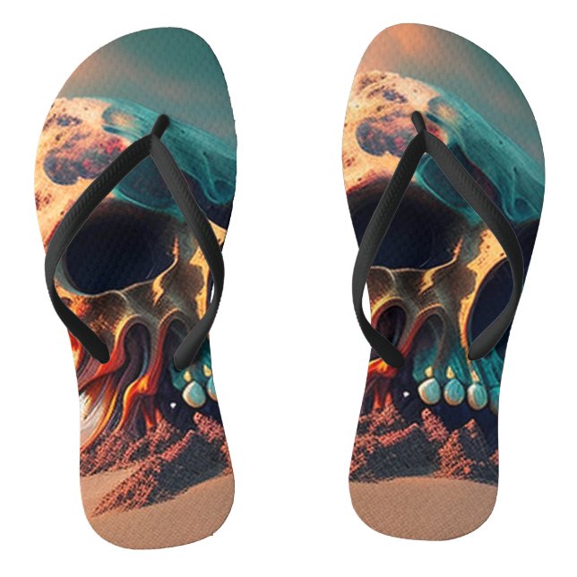 Skull on the beach flip flops (Fußbett)