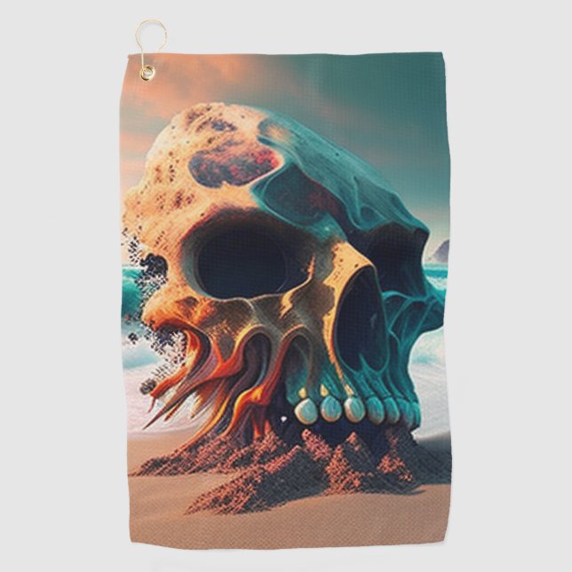 Skull on the beach golfhandtuch (Vorderseite)