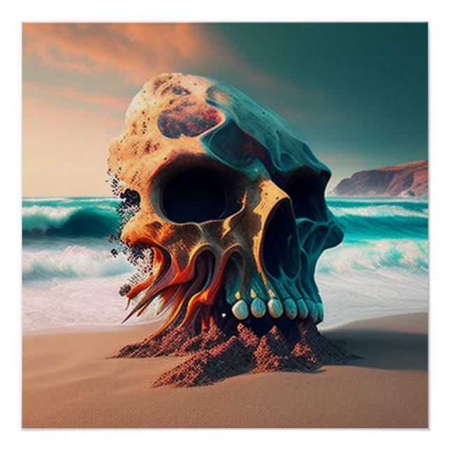 Skull on the beach poster (Vorderseite)