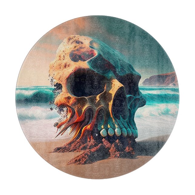 Skull on the Beach Schneidebrett (Vorderseite)
