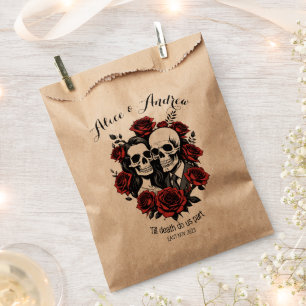 Skull-Paar gothisch mit Rose individuelle Name Geschenktütchen