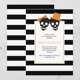 Skull-Paar Halloween Hochzeitsessen Probe Einladung