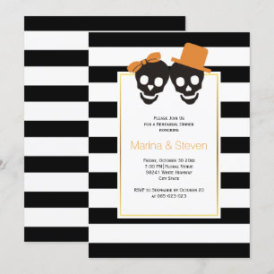 Skull-Paar Halloween Hochzeitsessen Probe Einladung