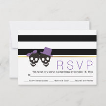 Skull-Paar Streifen lila Halloween Hochzeit RSVP