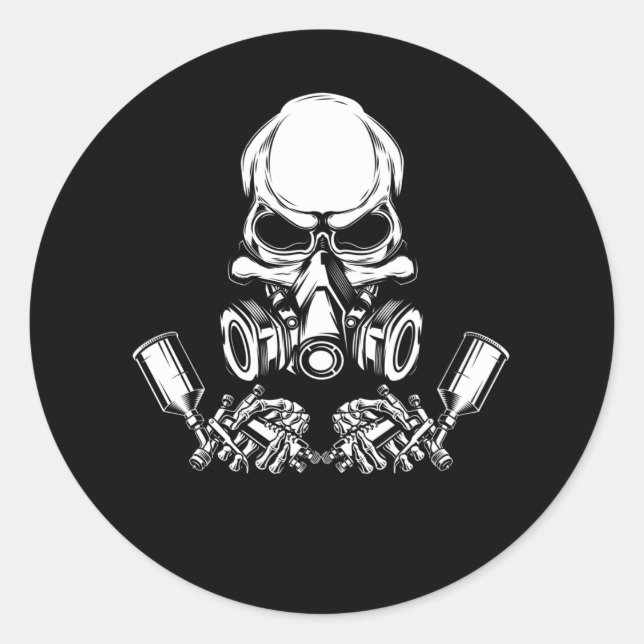 Skull Painter Car Painting Runder Aufkleber (Vorderseite)
