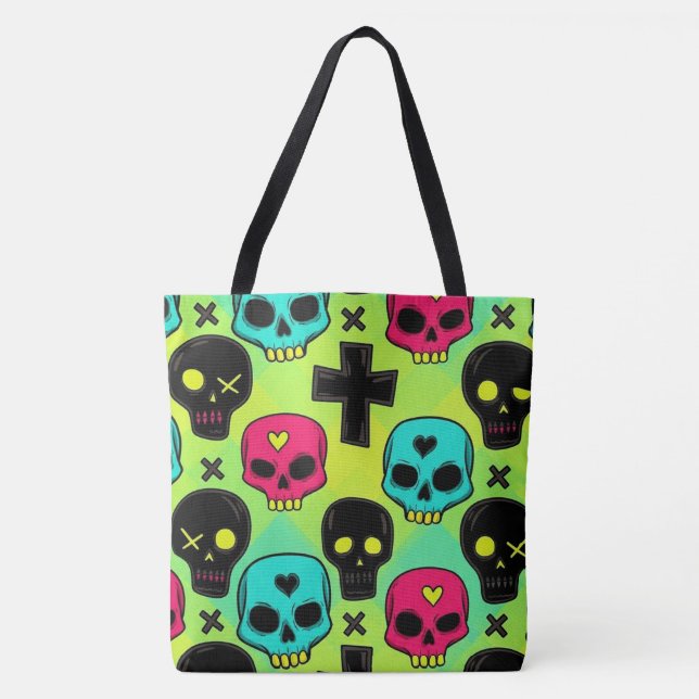 Skull Pattern Tote Bag Tasche (Vorderseite)