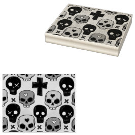 Skull Pattern Wood Art Stamp Gummistempel