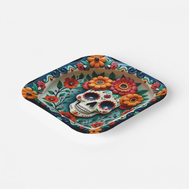 💀 🌹 Skull & Petal Patch Pappteller (Gewinkelt)