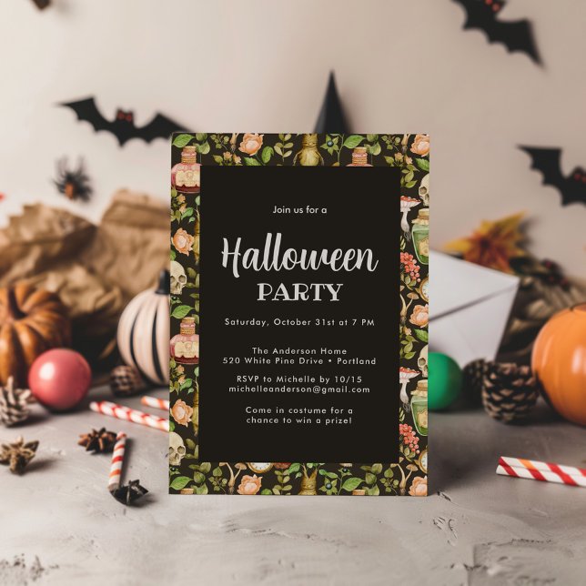 Skull Pflanze Mushroom Blume Abstrakt Halloween Einladung (Von Creator hochgeladen)