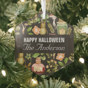 Skull Pflanze Mushroom Blume Abstrakt Halloween Ornament Aus Glas