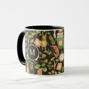 Skull Pflanze Mushroom Blume Abstrakt Halloween Tasse