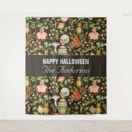 Skull Pflanze Mushroom Blume Abstrakt Halloween Wandteppich