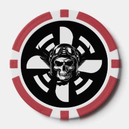 Skull Pilot und Flugzeugpropeller, Minimalistisch, Pokerchips