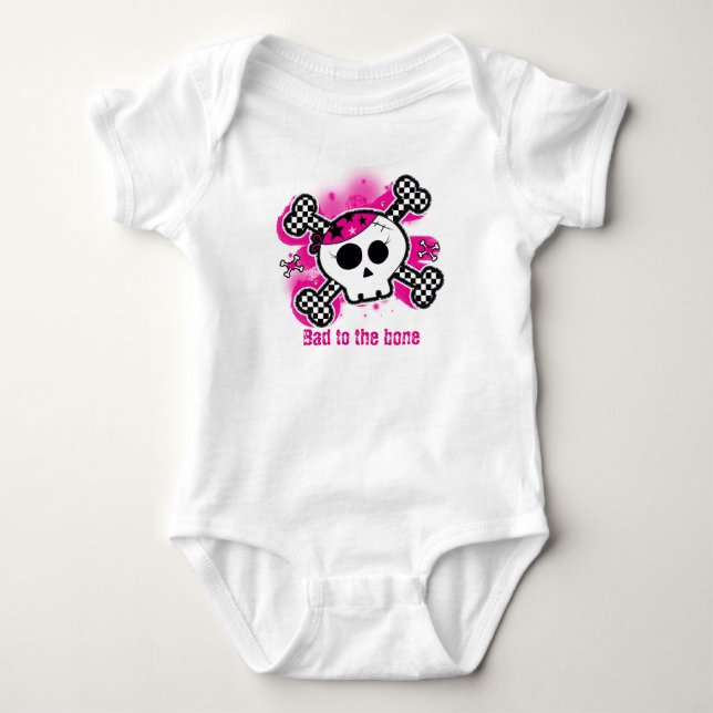 Skull Pink Baby Personalisiert Custom One Piece Strampler (Vorderseite)