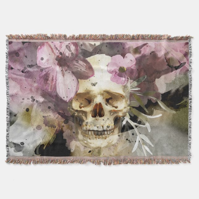Skull Pink Floral Decke (Vorderseite)