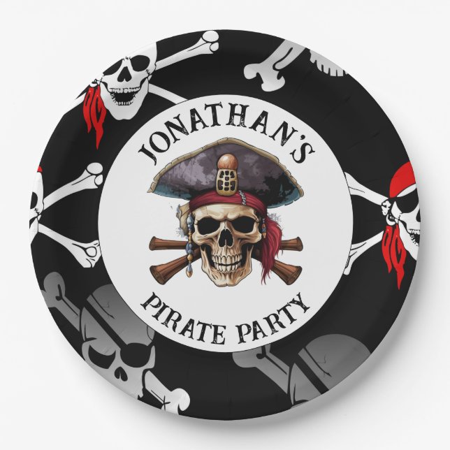 SKULL PIRATE-Papierplatte Pappteller (Vorderseite)