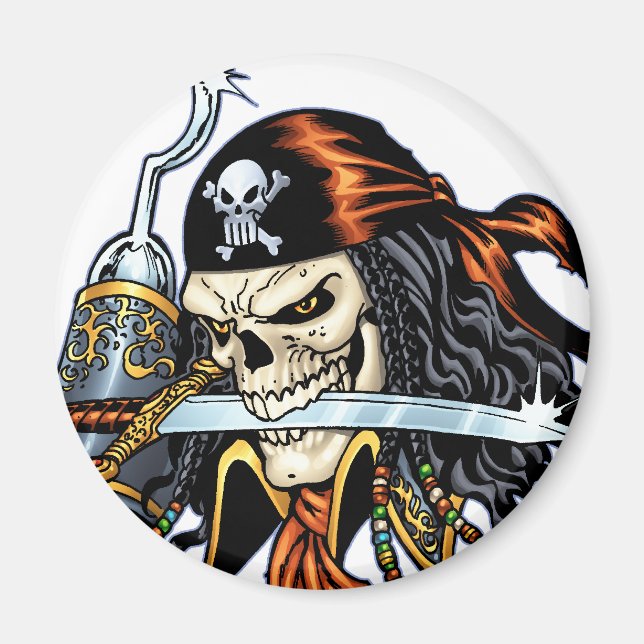 Skull Pirate with Sword and Hook by Al Rio Magnet (Vorne)