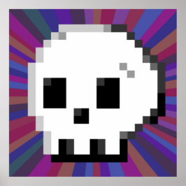 Skull pixel art 8 bit psychedelisches lila Poster
