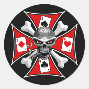 Skull-Poker-Aufkleber Runder Aufkleber