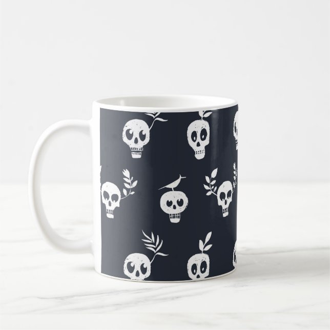 Skull Polka: Botanisches Humorisches Muster Kaffeetasse (Links)