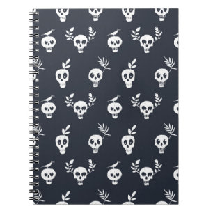 Skull Polka: Botanisches Humorisches Muster Notizblock
