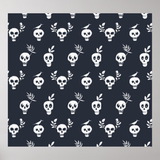 Skull Polka: Botanisches Humorisches Muster Poster