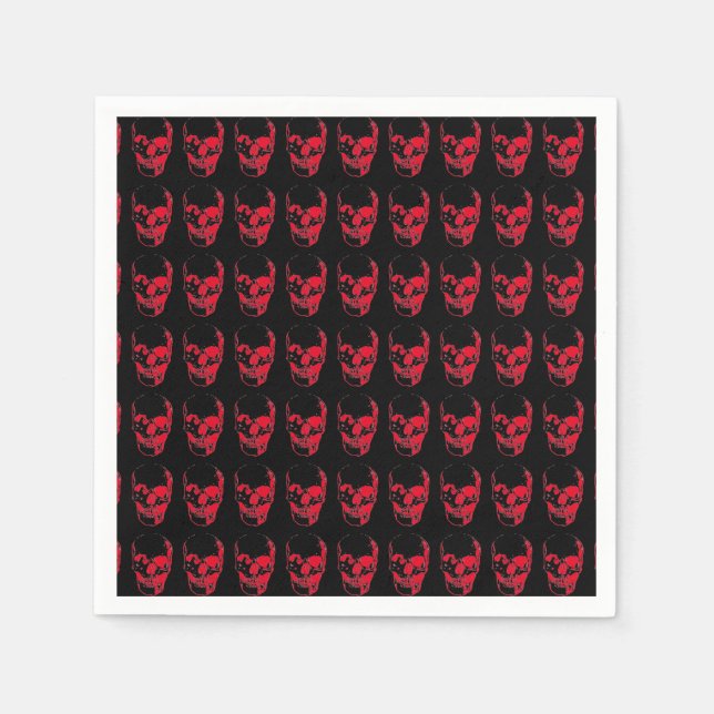 Skull Pop Art Black & Red Serviette (Vorderseite)