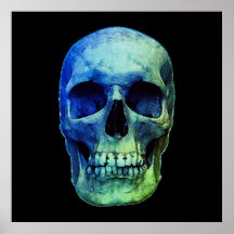 Skull Pop Art Blue Black