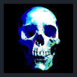 Skull Pop Art Blue Color Poster<br><div class="desc">Fantasy Art Skeletts - Lila Töne Schwermetall Punk Rock Uni Pop Art Image</div>