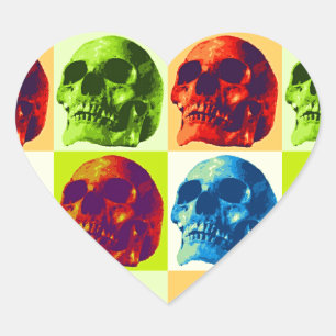 Skull Pop Art Herz-Aufkleber