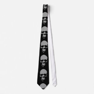Skull Pop Art Neck Tie - Grau Schwarz Krawatte