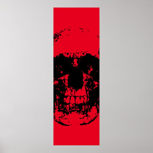 Skull Pop Art Red Black Poster (Vorne)