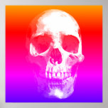 Skull Pop Art Red Blue Pink Poster<br><div class="desc">Fantasy Art Skeletts - Lila Töne Schwermetall Punk Rock Uni Pop Art Image</div>