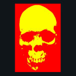 Skull Pop Art Red & Yellow Poster<br><div class="desc">Fantasy Art Skeletthandbuch drucken - Rot & Gelb Schwermetall Punk Rock Uni Pop Art</div>