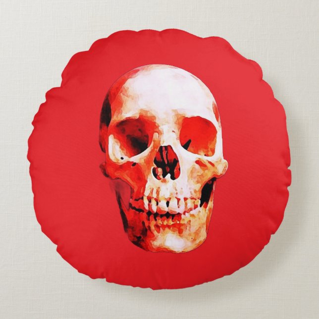 Skull Pop Kunstmalerei Rundes Kissen (Vorderseite)