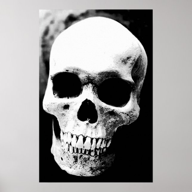 Skull Poster Print Schwarz-weiß Fantasy Metal Rock (Vorne)