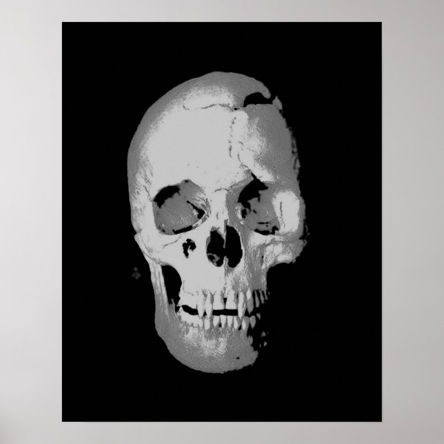 Skull Poster - Schwarz & Weiß Pop Kunst, Fantasie  (Vorne)