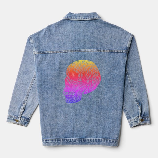 Skull Print Denim Jacket With Sunset Colors  (Verso)