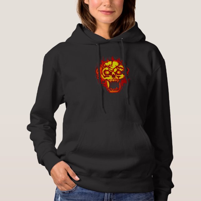 Skull Pumpkin Carving Boy Girl Party Beängstigende Hoodie (Vorderseite)