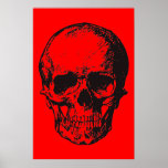 Skull Red Pop Art Fantasy Art Heavy Metal Poster<br><div class="desc">Fantasy Art Skeleton Poster Print - Black & White Metal Punk Rock Uni Pop Art</div>