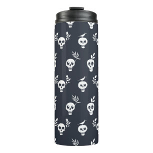 Skull regelmäßiges Polka-Punktmuster mit Pflanze u Thermosbecher
