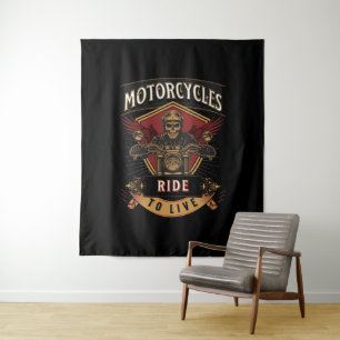 Skull Ride Motorräder, Reite um zu Leben Wandteppich
