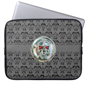 SKULL RIDERS DAMASK grau schwarz Laptopschutzhülle