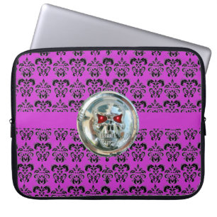 SKULL RIDERS DAMASK lila schwarz Laptopschutzhülle