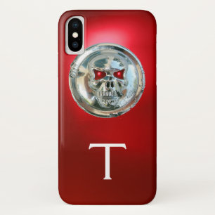 SKULL RIDERS METAL GRAY RED MONOGRAM iPhone X HÜLLE