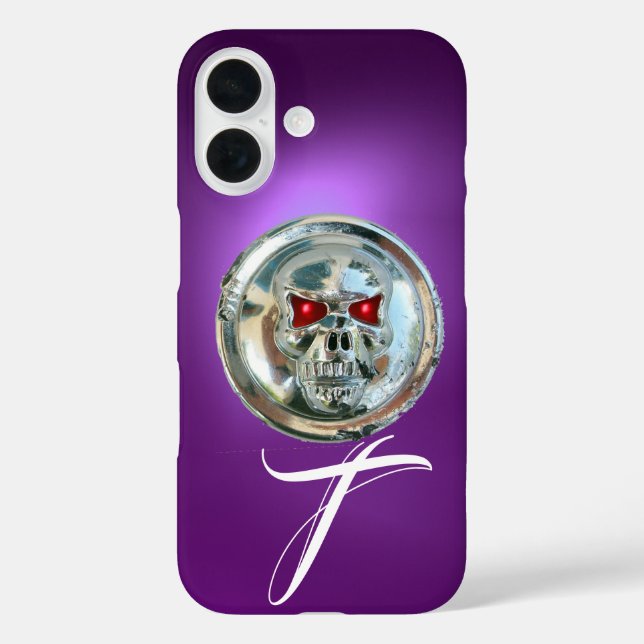 SKULL RIDERS MONOGRAM Lila iPhone 16 Hülle (Rückseite)