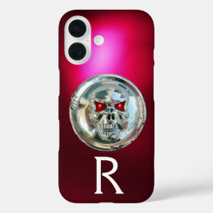 SKULL RIDERS MONOGRAM Red Burgund iPhone 16 Hülle