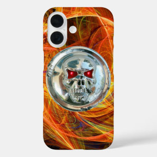 SKULL RIDERS Orange Yellow Fraktal Wirbel iPhone 16 Hülle