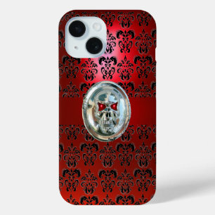 SKULL RIDERS RED BLACK DAMASK iPhone 15 HÜLLE